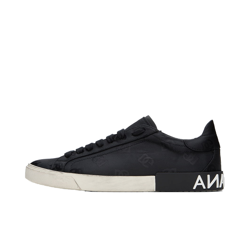 Superge in čevlji Dolce & Gabbana Black Portofino Vintage Sneakers Črna | CS2203AO483