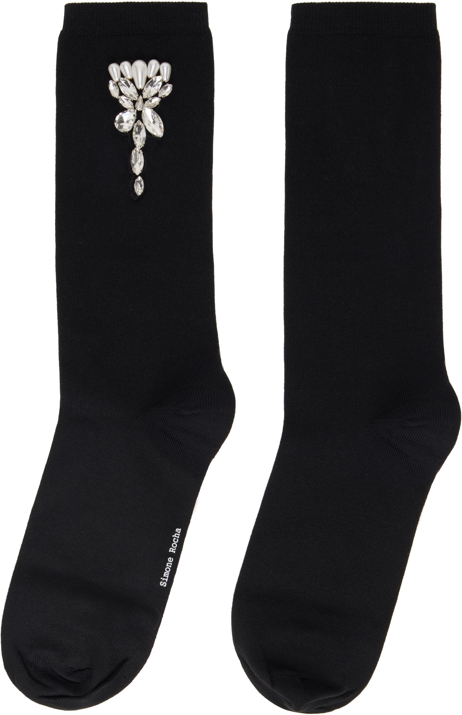 Nogavice Simone Rocha Simone Rocha Embellished Carnation Socks Črna | SOCK 58 0639, 1