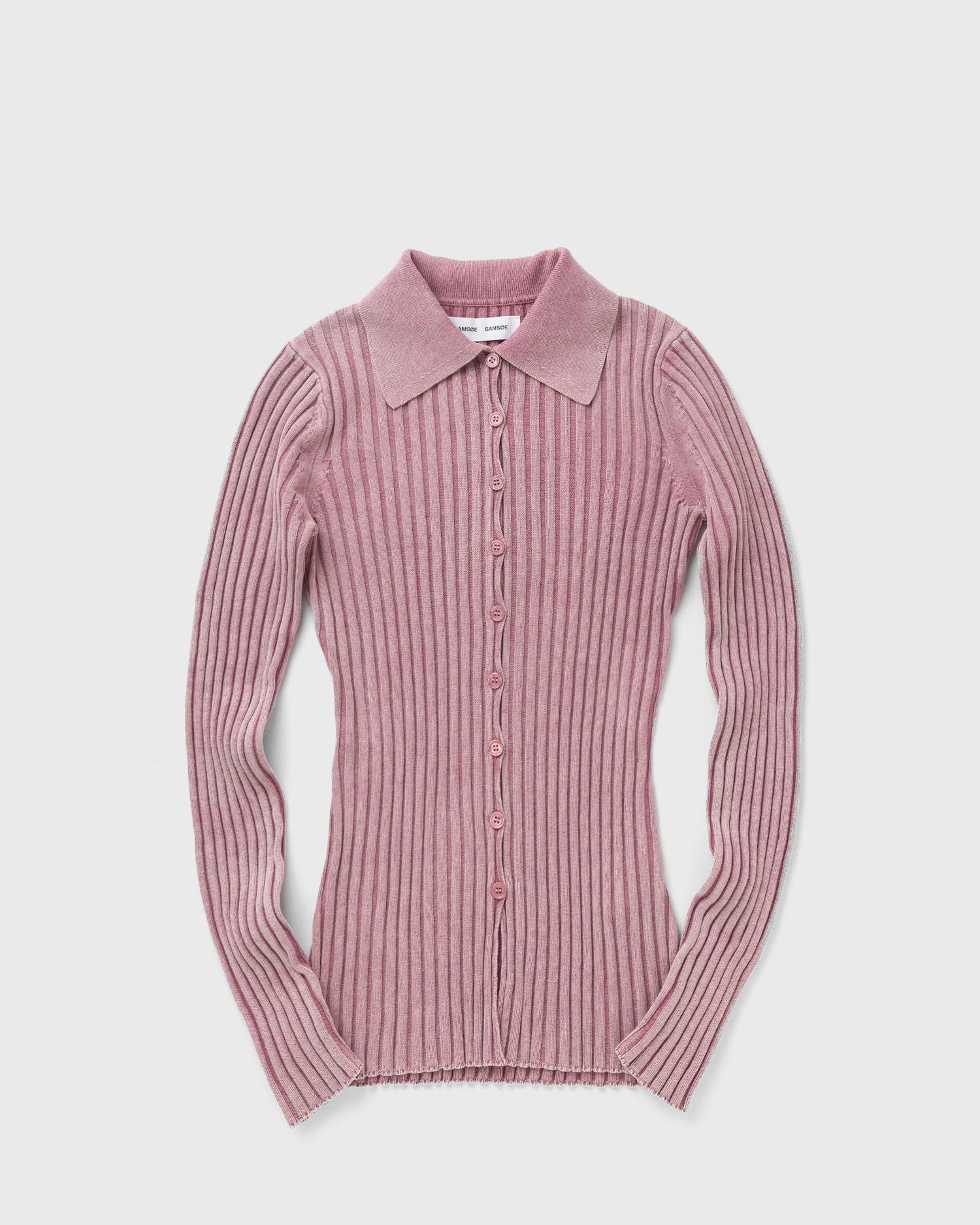 Pleteni pulover Samsoe Samsoe Samsøe & Samsøe Satalya Button-Up Polo Sweater Roza | F24400091-WASHED-WOODROSE, 0