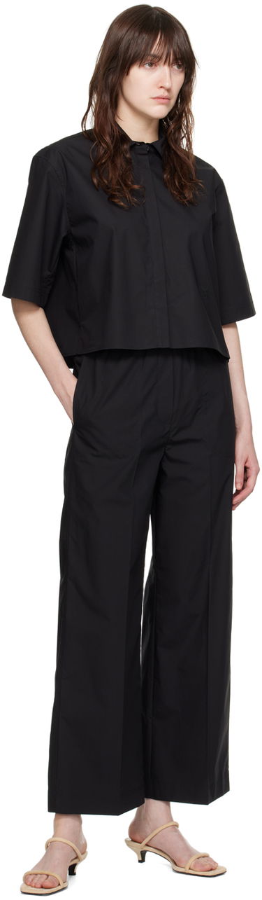 Hlače TOTEME TOTEME Drawstring Wide Leg Trousers Črna | 243-WRB1709-FB0217, 3