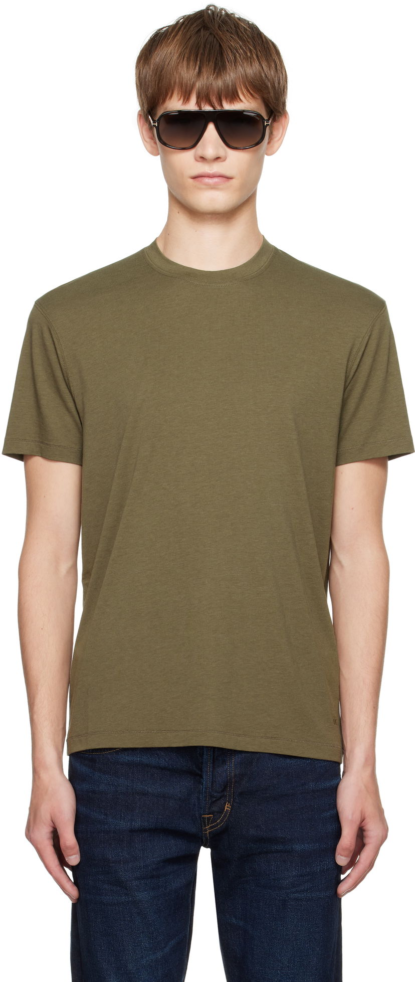 Majica Tom Ford TOM FORD Lyocell Cotton Crewneck T-shirt Zelena | JCS004-JMT012