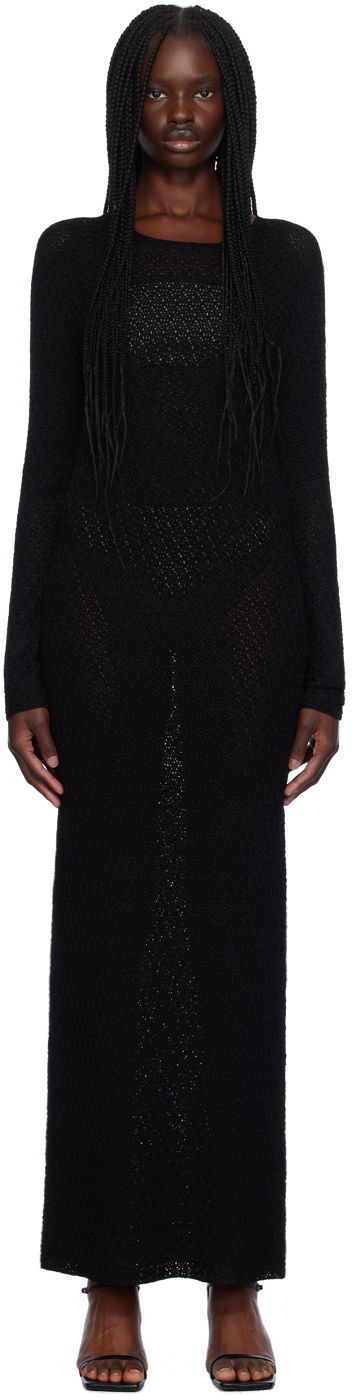 Obleke TOTEME TOTEME Long-Sleeve Maxi Dress Črna | 243-WRD0130-YA0040