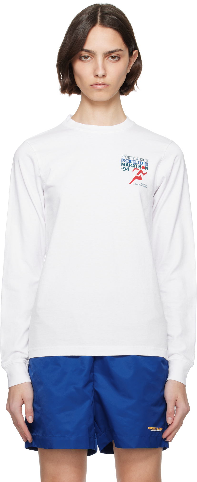 Majica Sporty & Rich Sporty & Rich 'LA Marathon' Long Sleeve T-Shirt Bela | TO059622171WH01