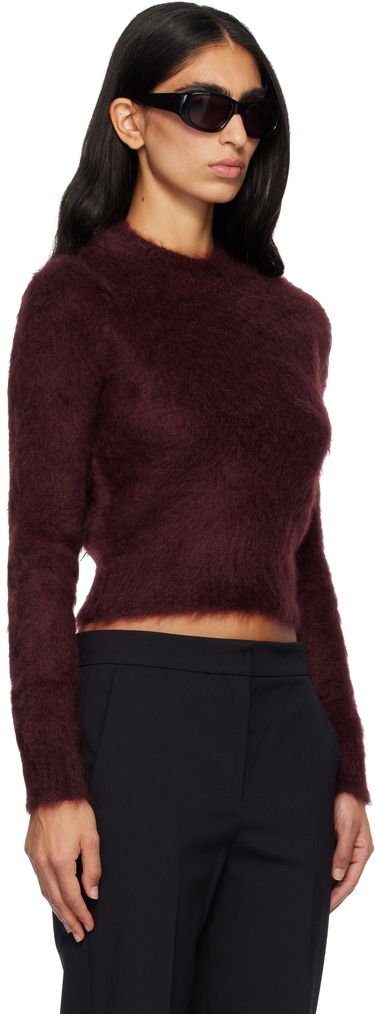 Pleteni pulover Max Mara Max Mara Adatti Fuzzy Cropped Mock-Neck Sweater Bordo | 2521366263600, 1