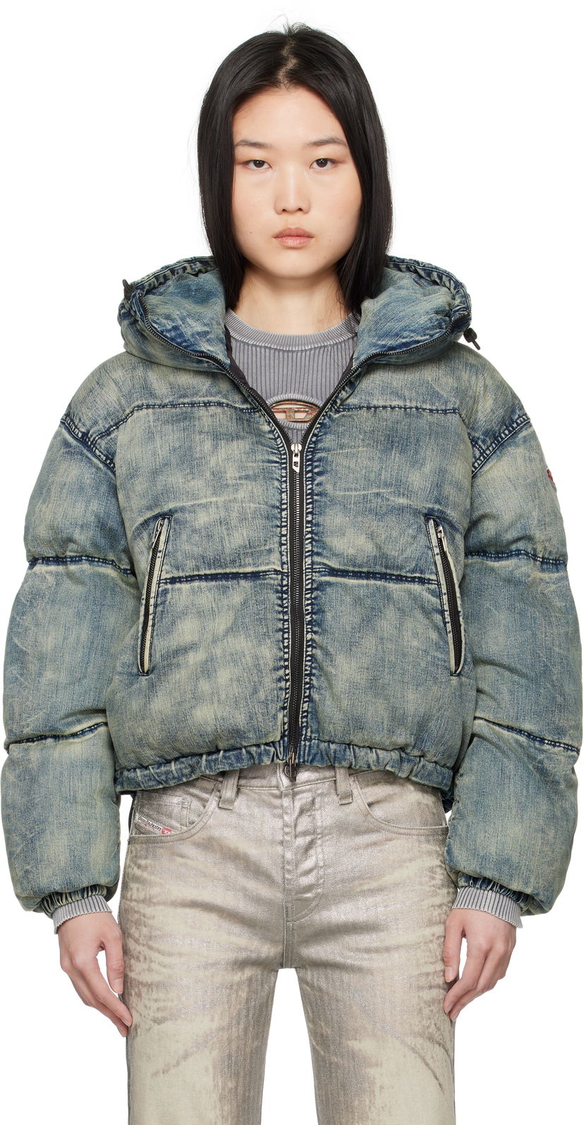 Puhovka Diesel Denim Puffer Jacket Modra | A14549 0SKAI