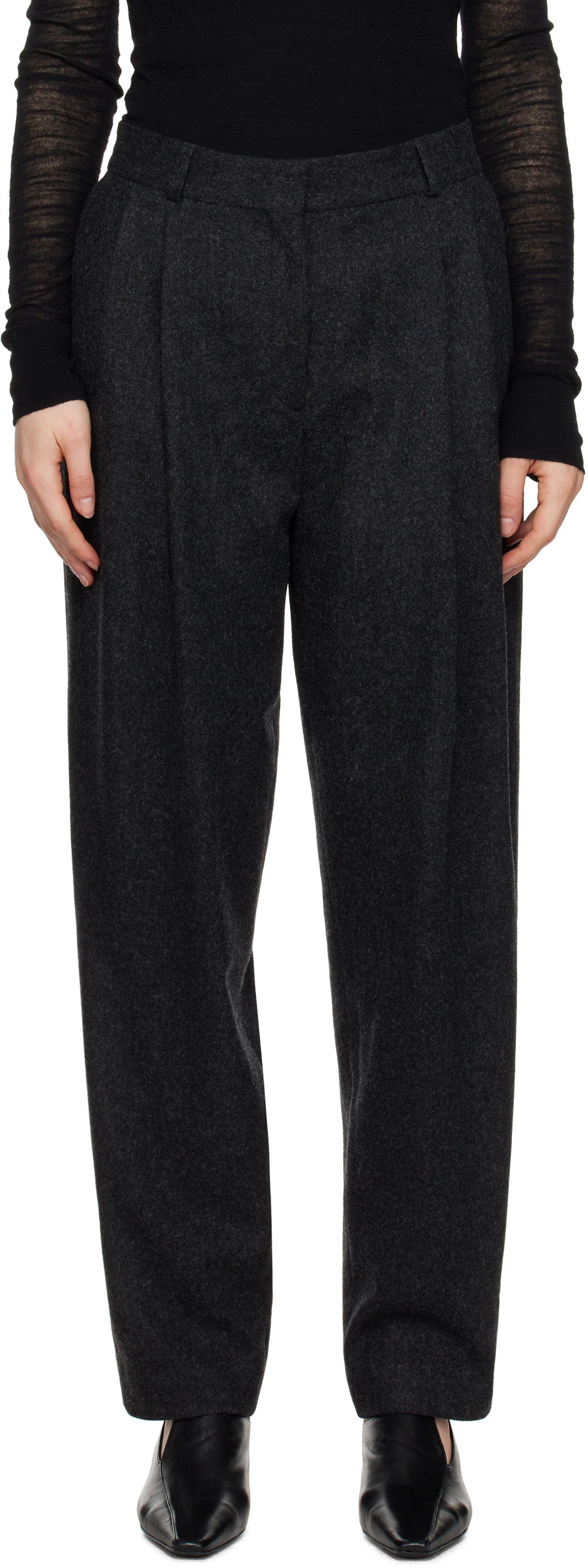 Hlače TOTEME TOTEME Double-Pleated Tailored Trousers Siva | 251-WRB847-FB0024, 0
