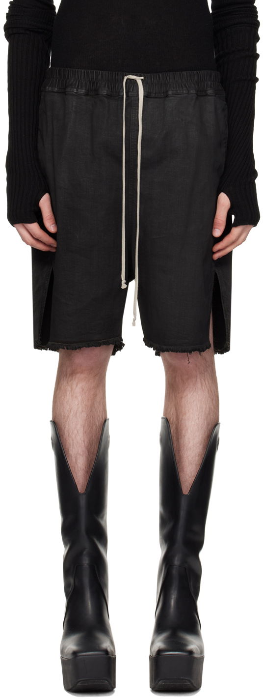 Kratke hlače Rick Owens Rick Owens Waxed Denim Shorts Črna | RR01D3310 SBW
