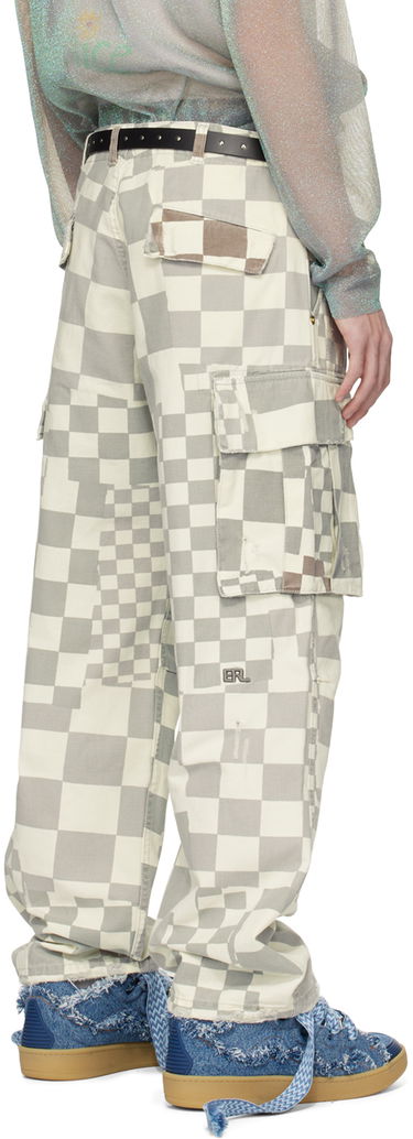 Cargo hlače ERL Checkered Print Relaxed Fit Cargo Pants Bela | ERL08P005, 2