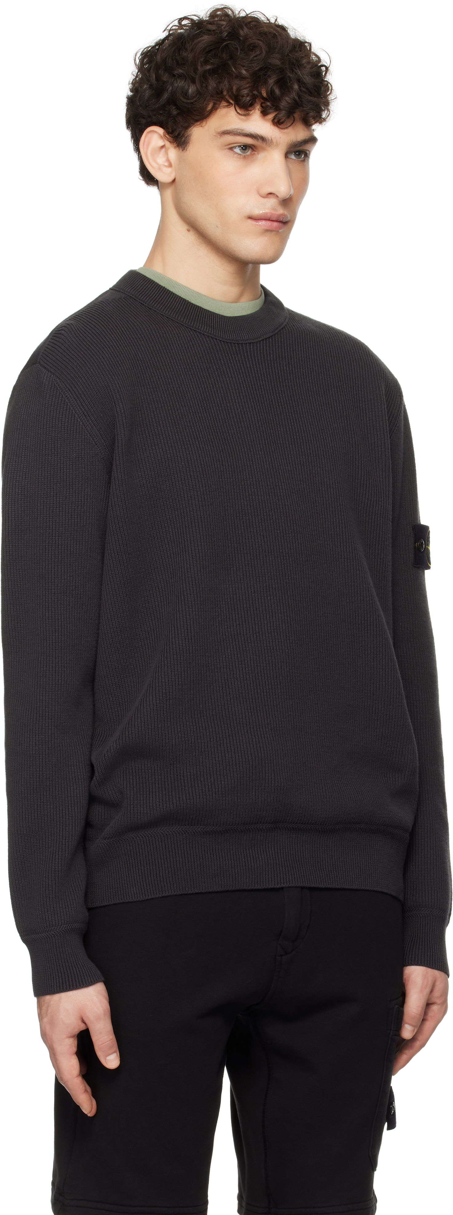 Pleteni pulover Stone Island Stone Island Ribbed Organic Cotton Crewneck Sweater Siva | K1S15 5100054 S00D8, 1