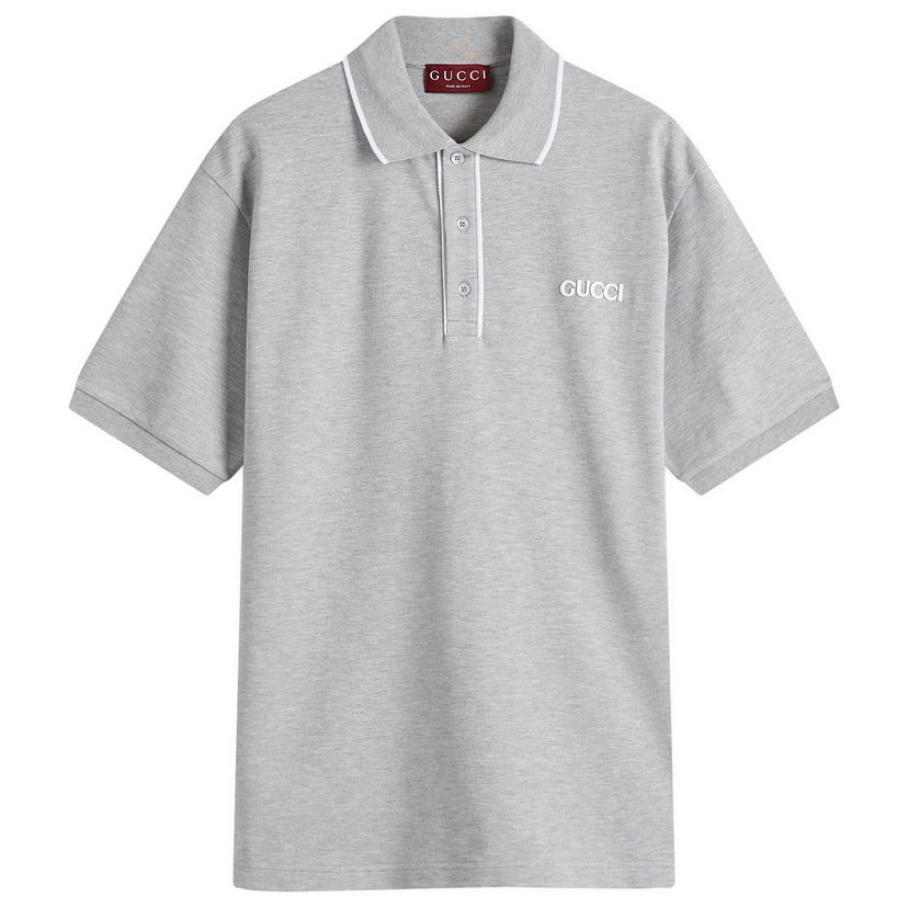 Polo majica Gucci Stretch Cotton Polo Shirt with Short Sleeves, Size Small Siva | 806250-XJG3H-1160