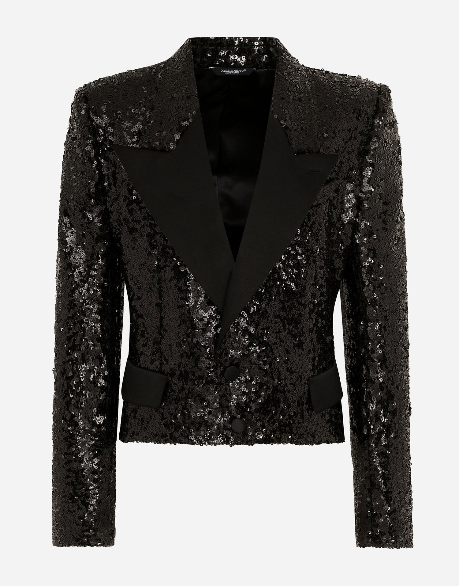 Jakna Dolce & Gabbana Sequin Embellished Single-Breasted Jacket Črna | G2UC0TFLSGDN0000, 0