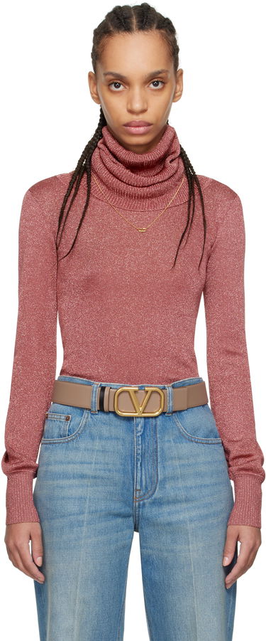 Pleteni pulover Valentino Valentino Lurex Turtleneck Sweater Roza | 6B3KC63A93T, 0