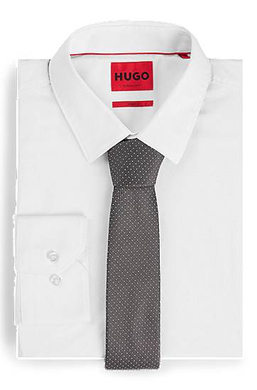 Pasovi BOSS Tie with Jacquard Micro Dots Siva | 50520645, 1