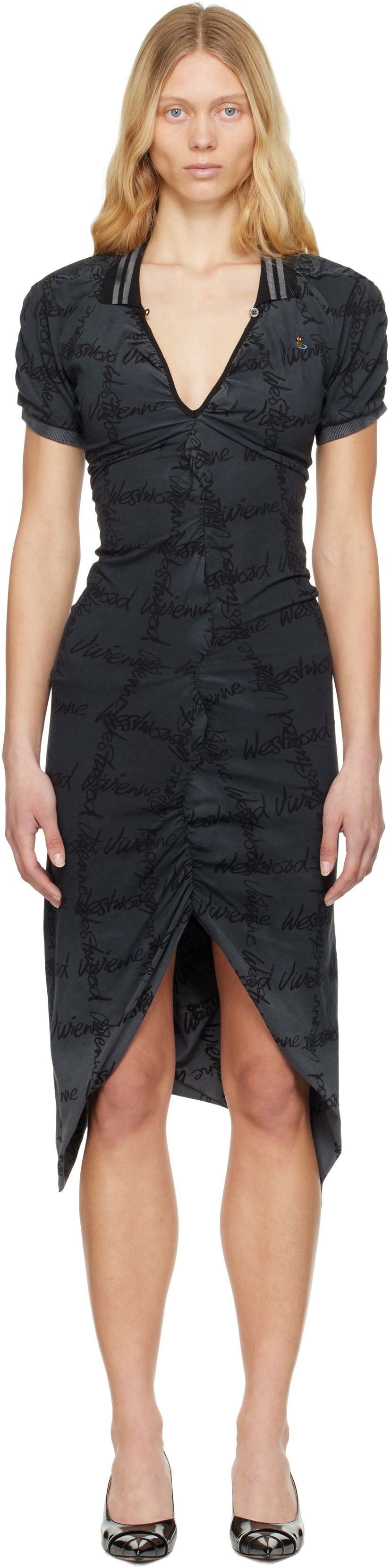 Obleke Vivienne Westwood Vivienne Westwood Pulling Midi Dress Siva | 1102000Z-J008T-