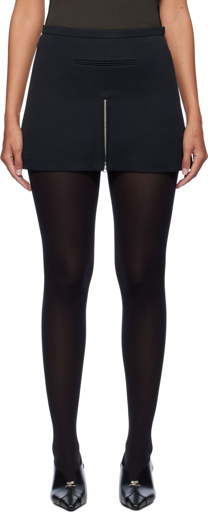 Krila Courrèges Courrèges Zipped Twill Miniskirt Črna | 324CJU180PL0007