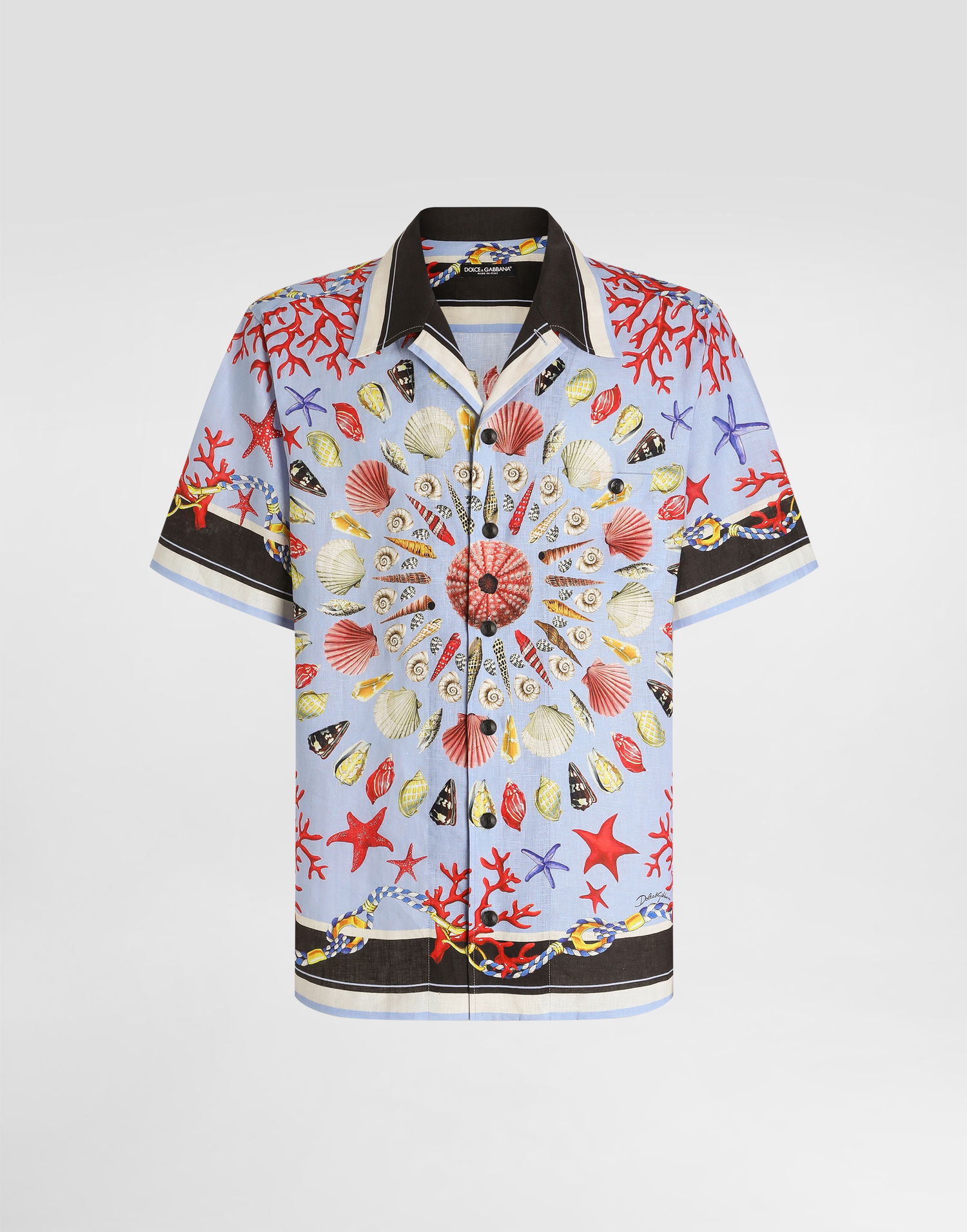 Srajce Dolce & Gabbana Dolce & Gabbana Linen Canvas Shirt with Shell Print Modra | G5JH9TFP4NRHC5PJ, 0