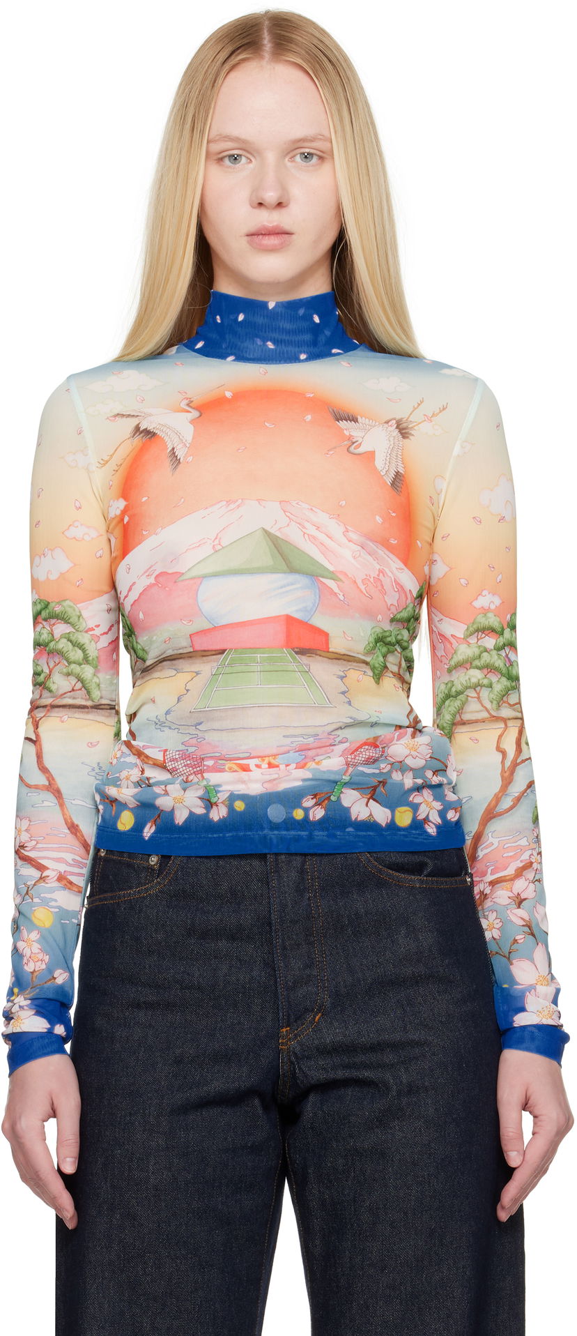Majica Casablanca Casablanca Printed Mesh Long Sleeve T-Shirt Večbarvna | WPF25-JTP-028-02