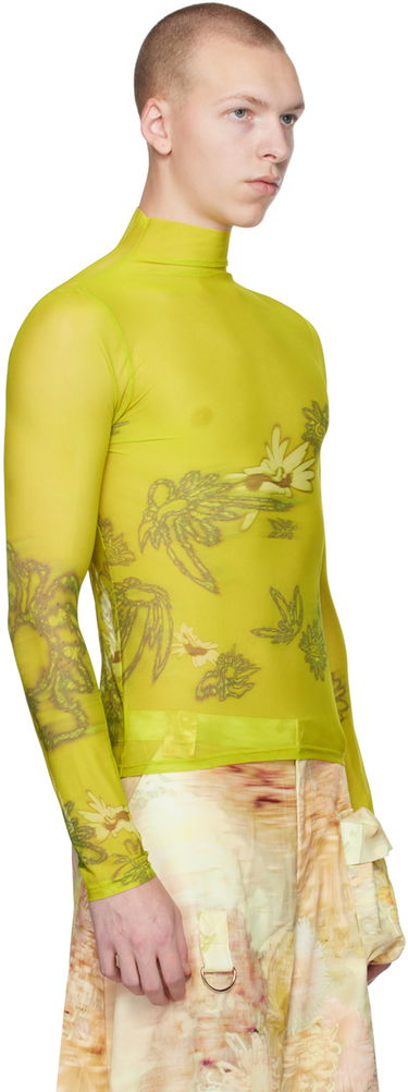 Pleteni pulover Collina Strada Collina Strada Thumbtastic Floral Print Mesh Turtleneck Zelena | XX3340, 1