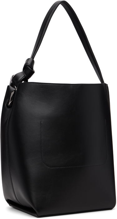 Torba za čez ramo JW Anderson Corner Bucket Leather Shoulder Bag with Knot Detail and Sculptural Hardware Črna | HB0738-LA0232, 4