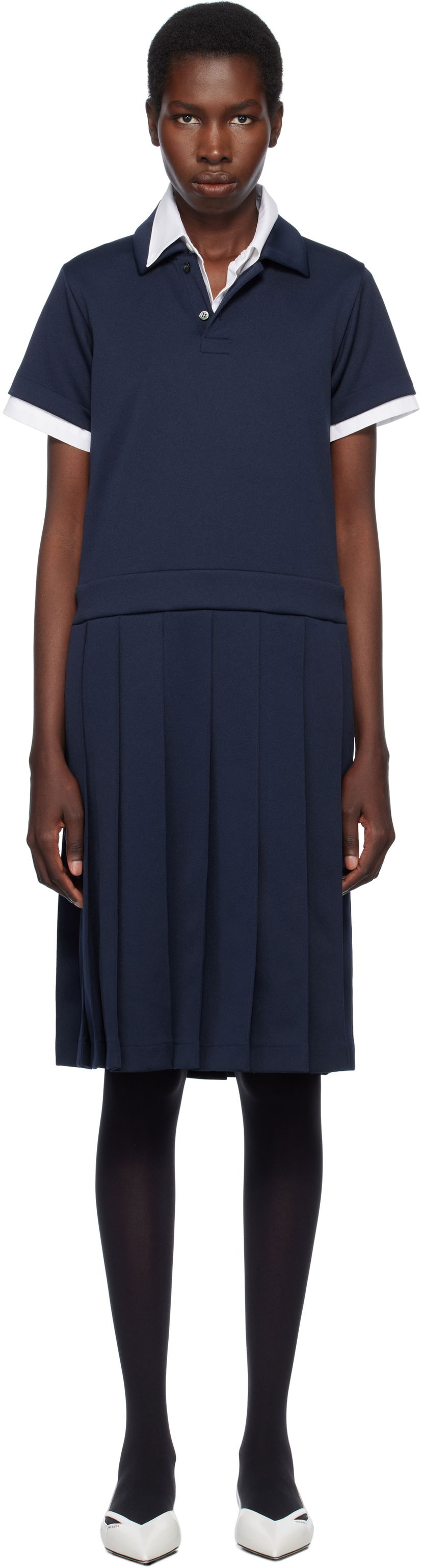 Obleke Comme des Garçons Comme des Garçons Girl Jersey Midi Dress Mornarica | NO-T001-S25