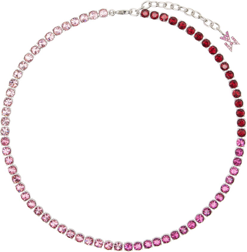 Ogrlica Amina Muaddi Tennis Necklace with Crystals Rdeča | TENNIS NECKLACE