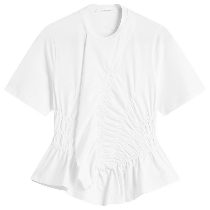Majica Cecilie Bahnsen Ace Ruched Peplum T-Shirt Bela | 325RTW19002