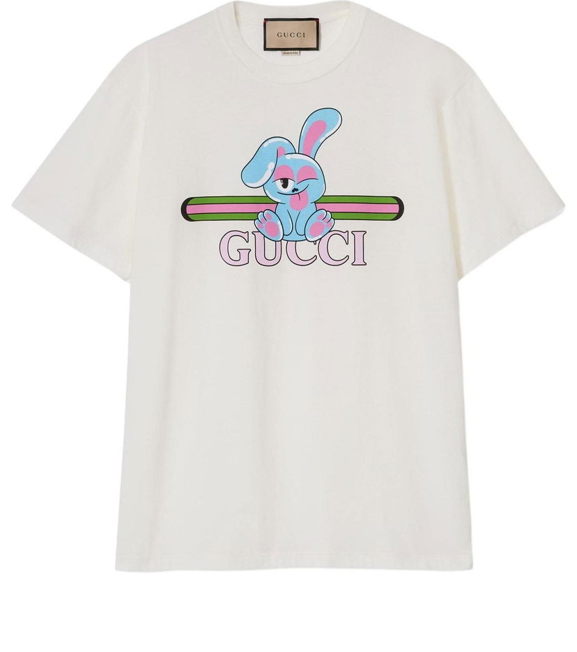 Majica Gucci Cotton Jersey T-Shirt with Cartoon Print Bela | 776596-XJGHQ-9095