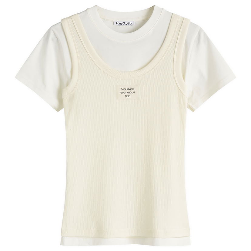 Majica brez rokavov Acne Studios Ecleo Double Layer T-Shirt, Size Large Bež | AL0436-AEG