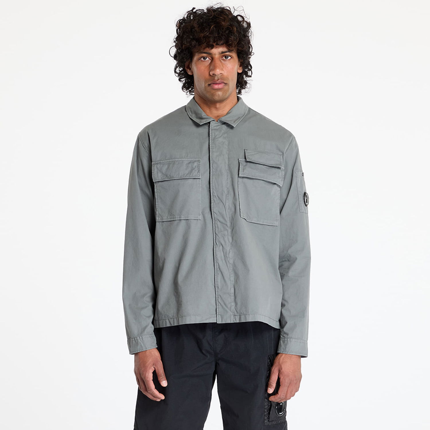 Srajce C.P. Company C.P. Company Organic Gabardine Utility Lens Shirt Siva | 18CMSH128A110143G-935, 0