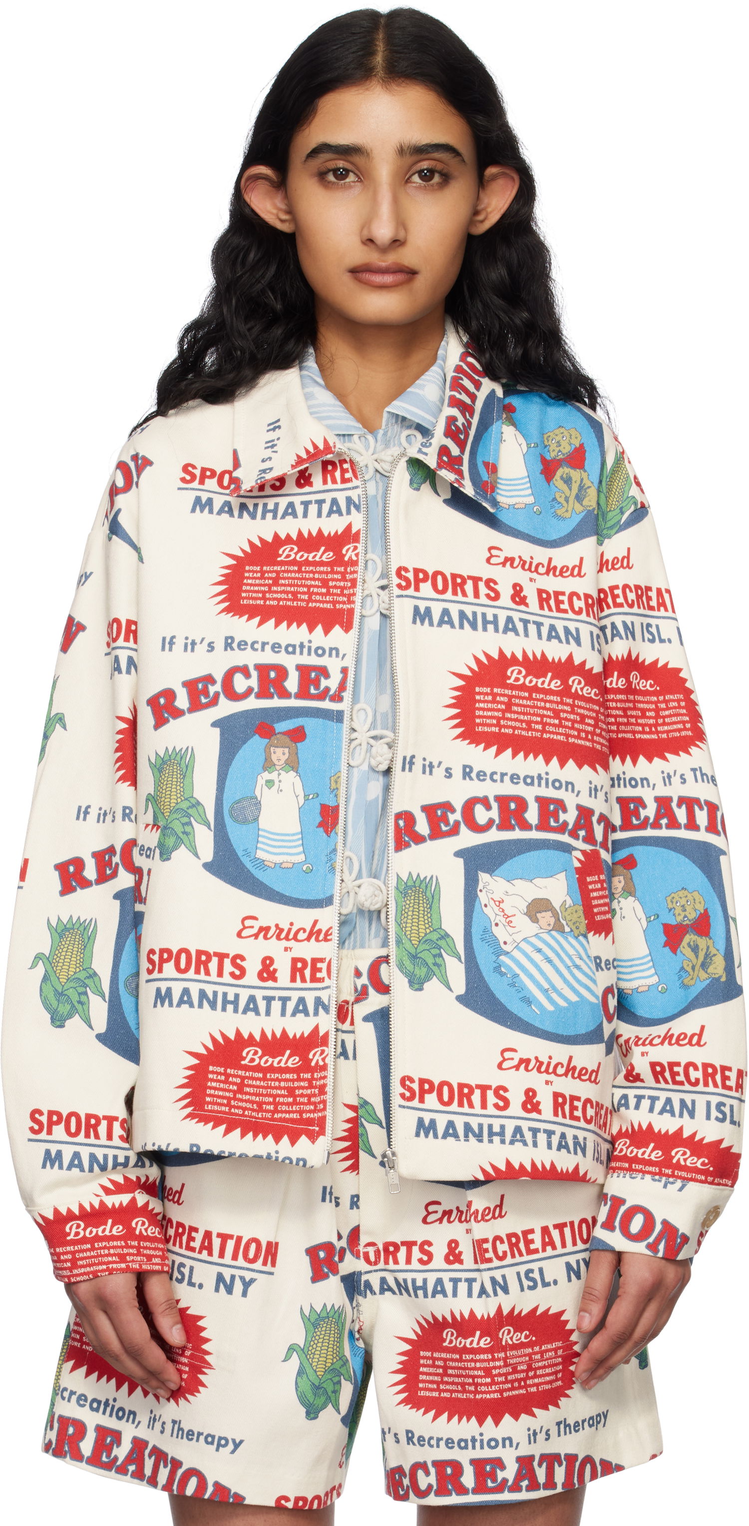 Jakna Bode Bode Enrichment Printed Jacket Bela | MRS25JA015, 0