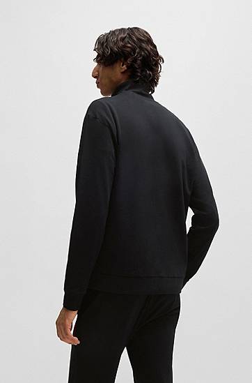 Trenirka BOSS HUGO Relaxed-Fit Stretch Cotton Jacket with Frame Logo Črna | 50525245, 1