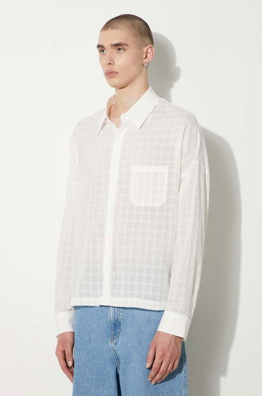 Srajce Stampd STAMPD Cropped Oversized Buttondown Shirt Bela | SLA.M3320BD.WHT, 3