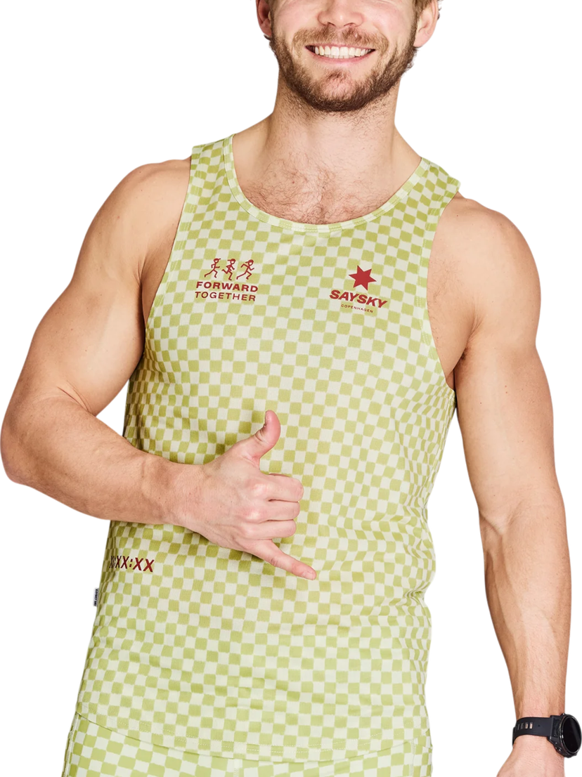 Majica brez rokavov Saysky Saysky Checker Combat Singlet Zelena | nmrsi31c1034