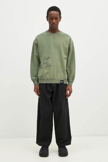 Pulover Neighborhood NEIGHBORHOOD Crewneck Sweatshirt with Distressing and Graphic Print Zelena | 242OKNH.CSM01, 4