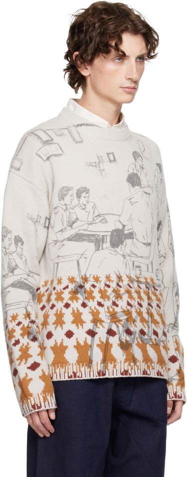 Pleteni pulover JW Anderson Jacquard Knit People Graphic with Abstract Motif Sweater Večbarvna | KW1439-YN0373, 4