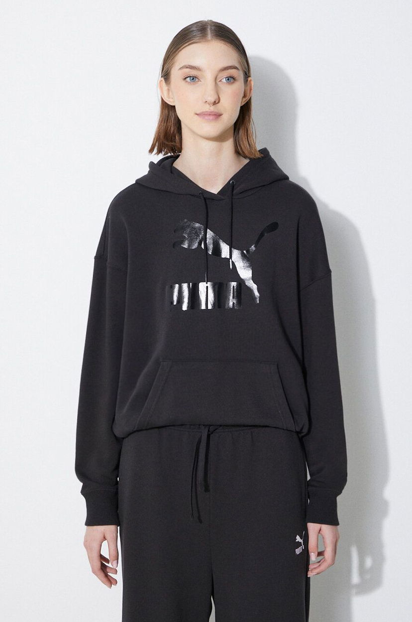 Pulover Puma Shiny Logo Hoodie Črna | 625595