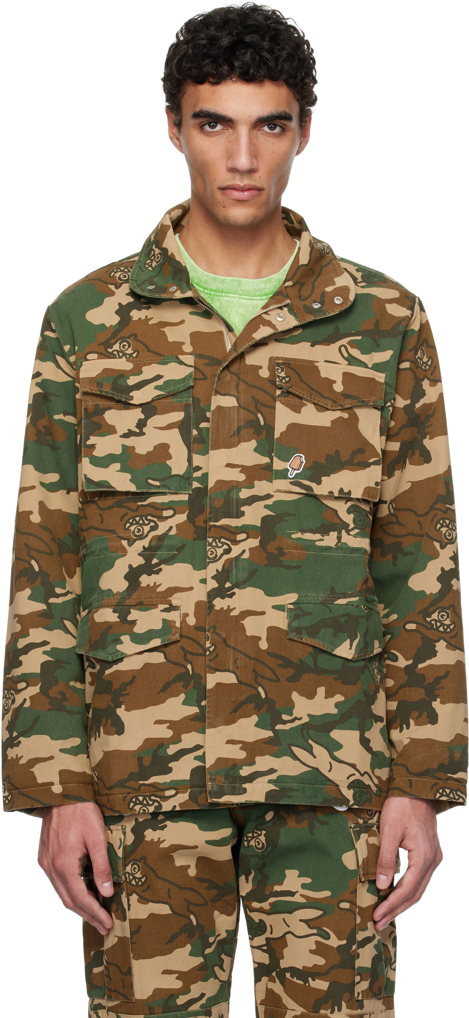Jakna BBC IceCream ICECREAM Running Dog Woodland Camo M65 Jacket Zelena | IC24S35, 0