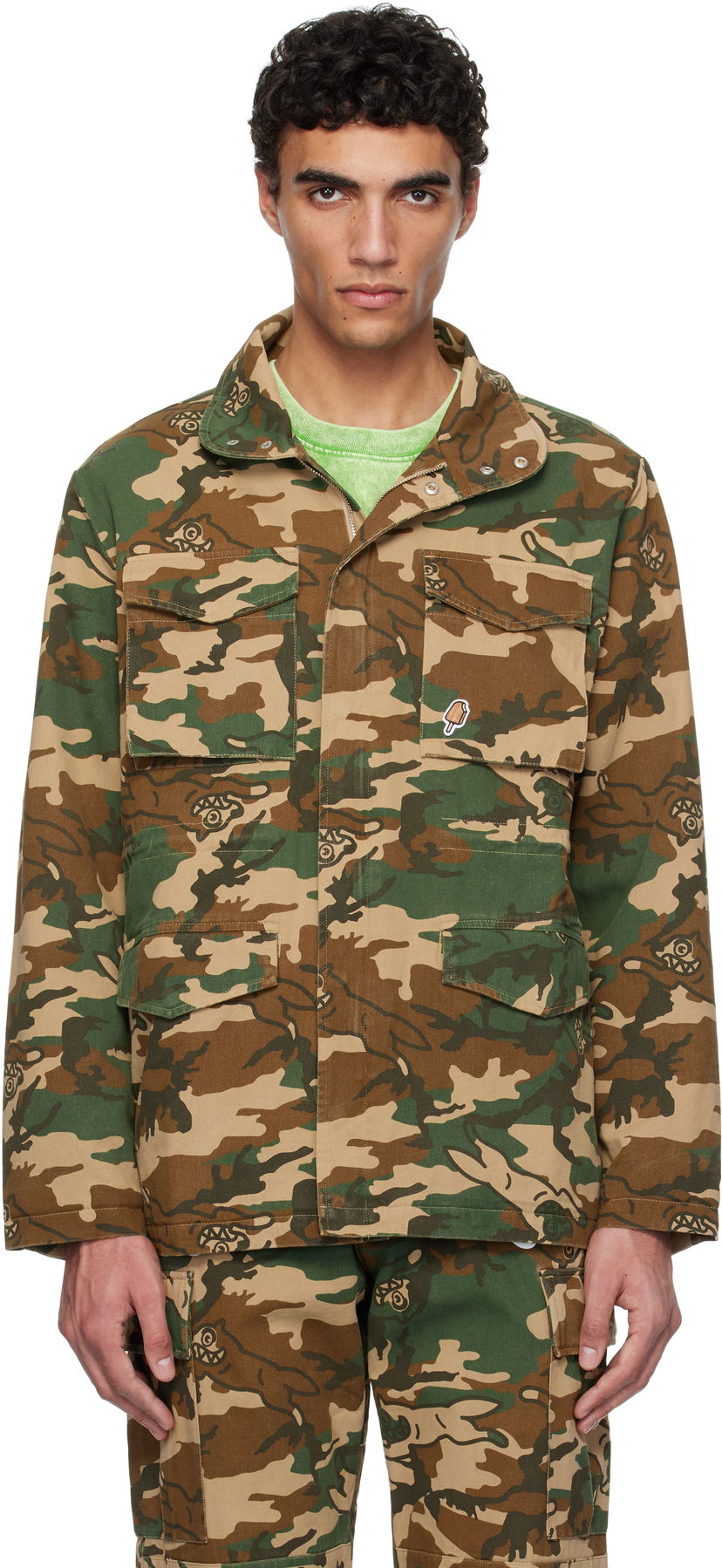 Jakna BBC IceCream ICECREAM Running Dog Woodland Camo M65 Jacket Zelena | IC24S35