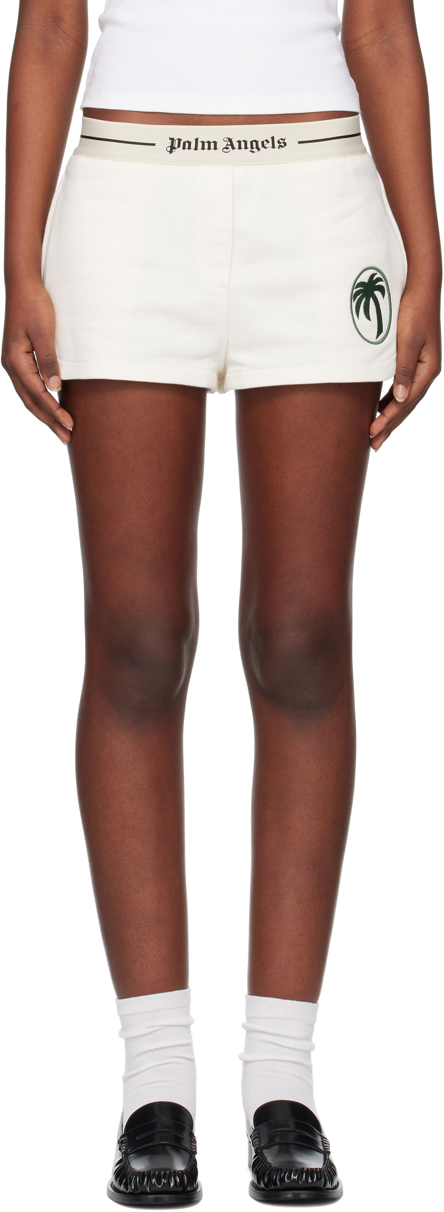 Kratke hlače Palm Angels Palm Angels Oval Palm Sweat Shorts Bela | PWCI014S25FLE0010357, 0