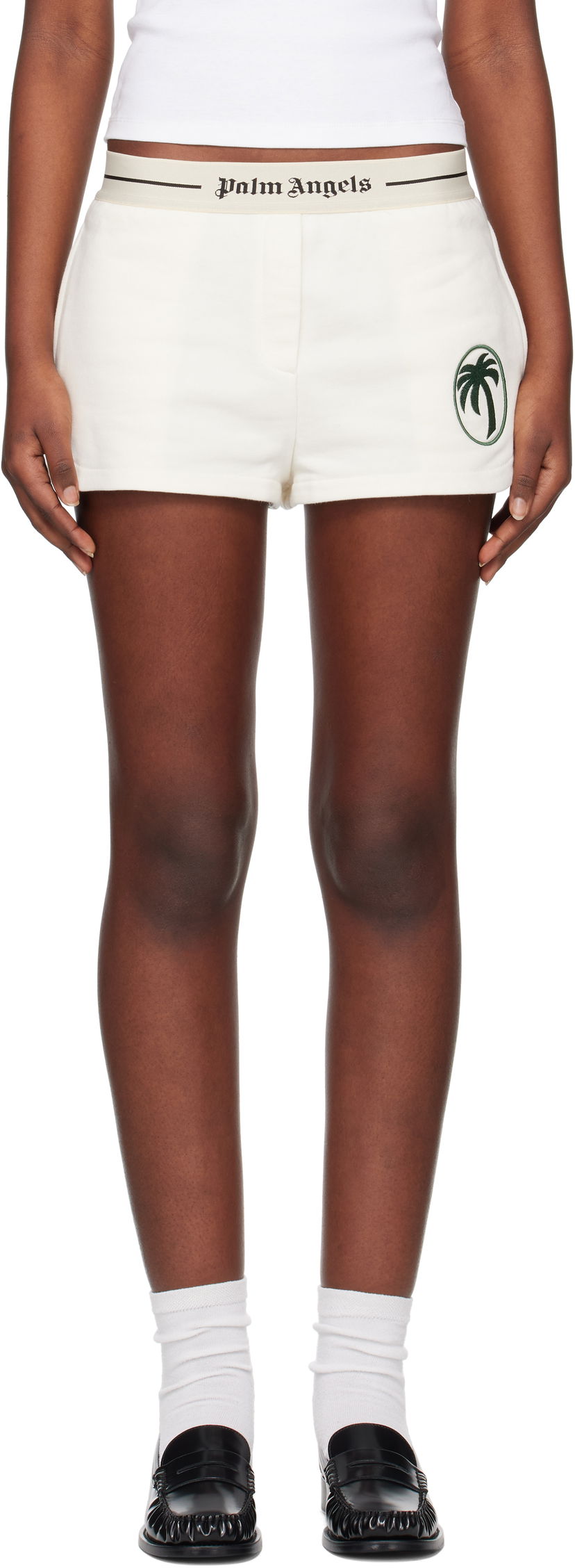 Kratke hlače Palm Angels Palm Angels Oval Palm Sweat Shorts Bela | PWCI014S25FLE0010357