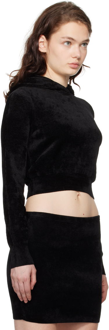 Pulover Alexander Wang Alexander Wang Cropped Velour Hoodie Črna | 4KC4241002, 1