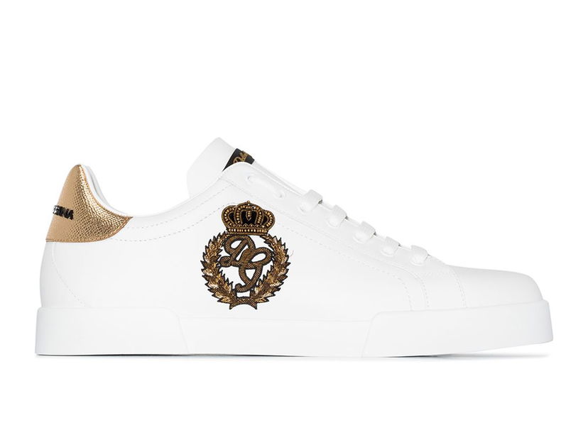 Superge in čevlji Dolce & Gabbana Portofino Crown Patch White Gold Bela | CS1761AH136