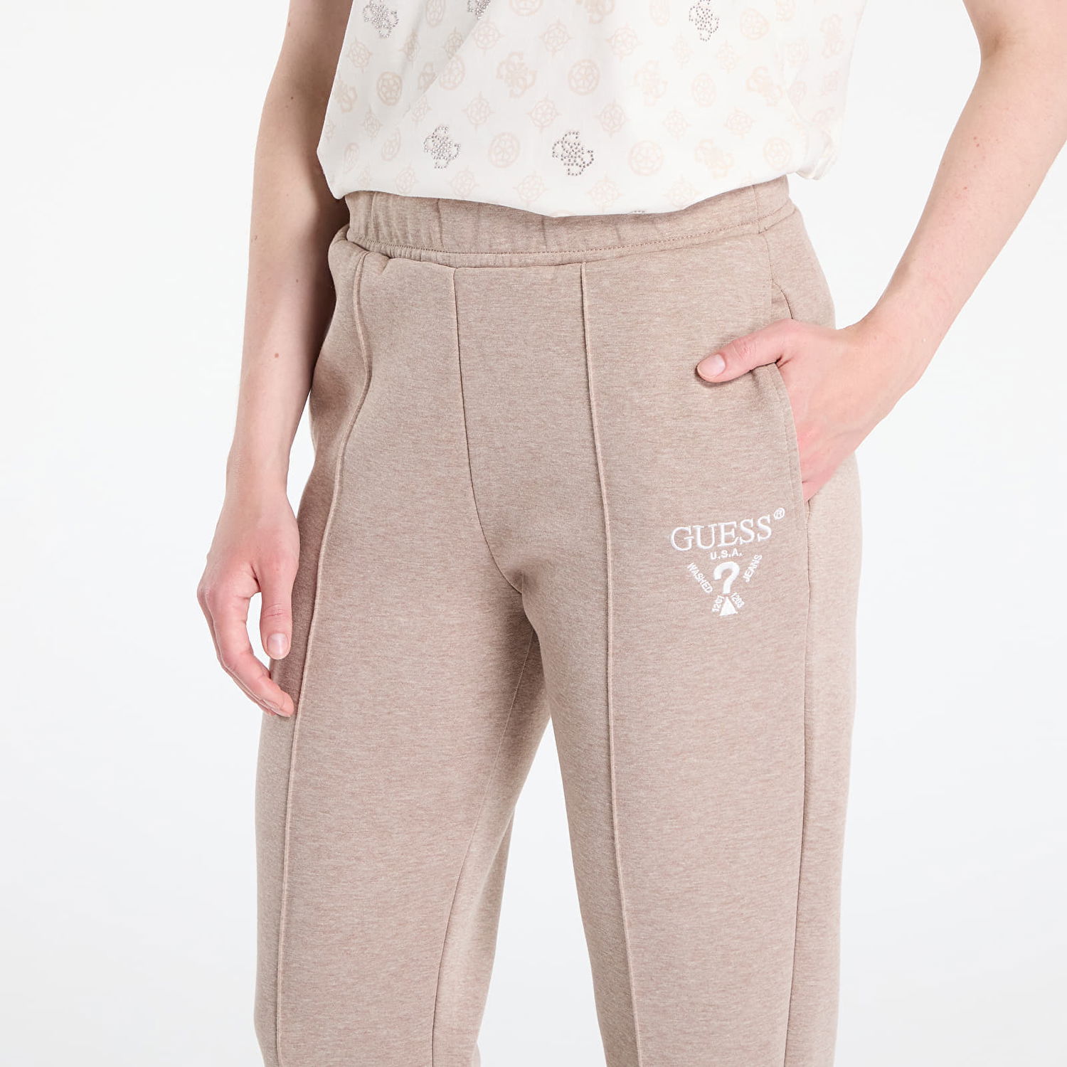 Trenirka GUESS GUESS Roberta Cuff Long Pants Bež | V5RB13KC3D2-H11G, 1