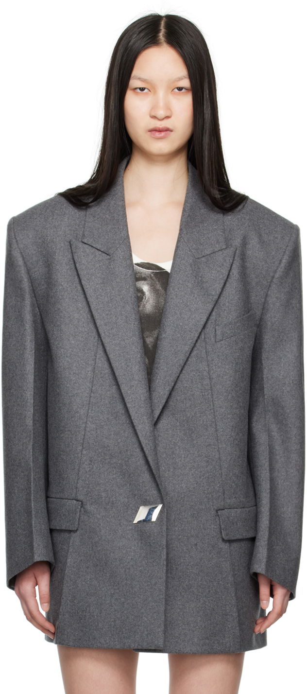 Plašči The Attico Attico Peaked Lapel Blazer Siva | 248WCG65 W055