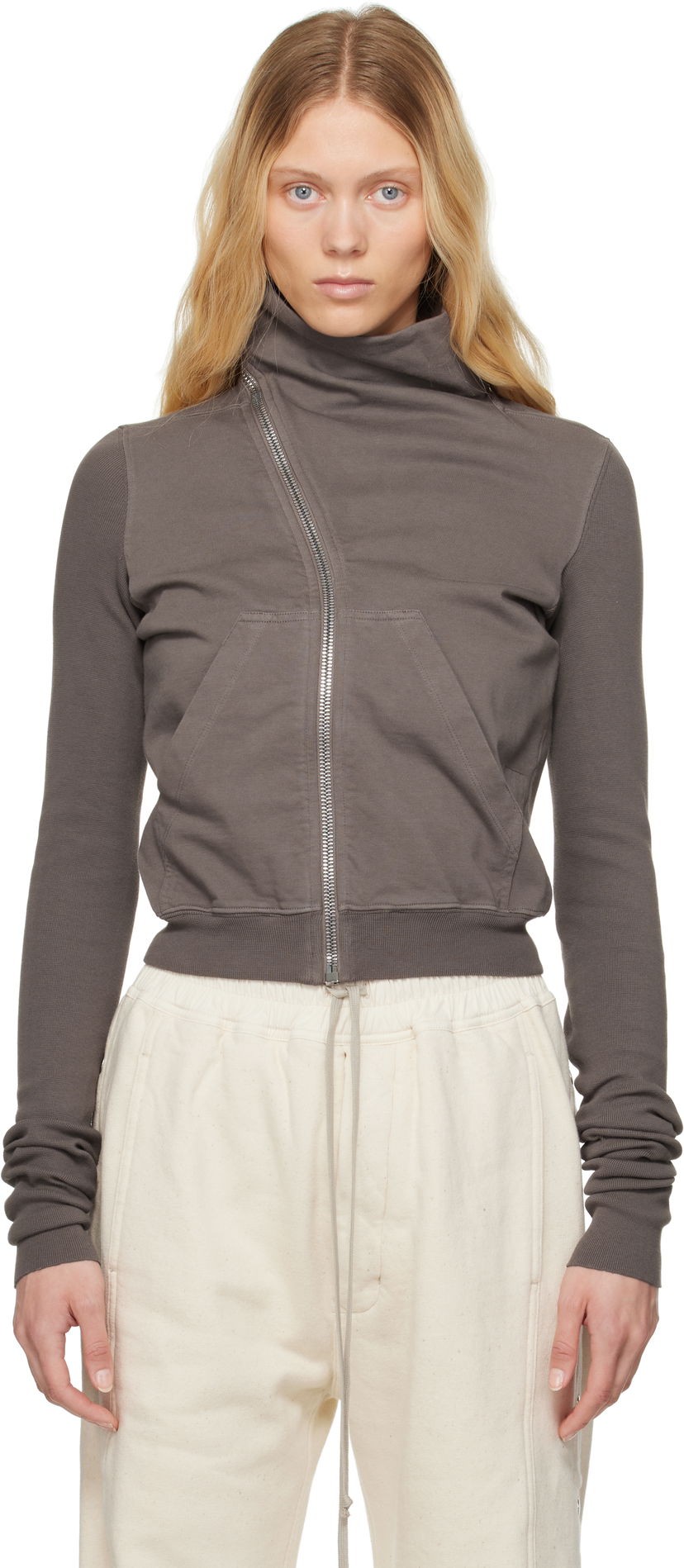 Pulover Rick Owens Rick Owens DRKSHDW Hollywood Mountain Sweatshirt Siva | DS01E3239 RIG