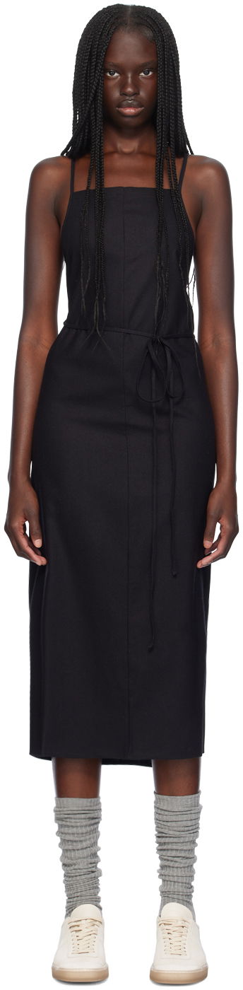 Obleke Baserange Yumi Apron Midi Dress Črna | DRYU-WS-000