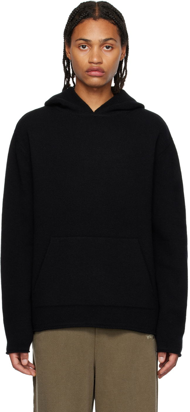 Pulover We11done We11done Jacquard Knit Hoodie Črna | WD-KT3-23-639-U-BK
