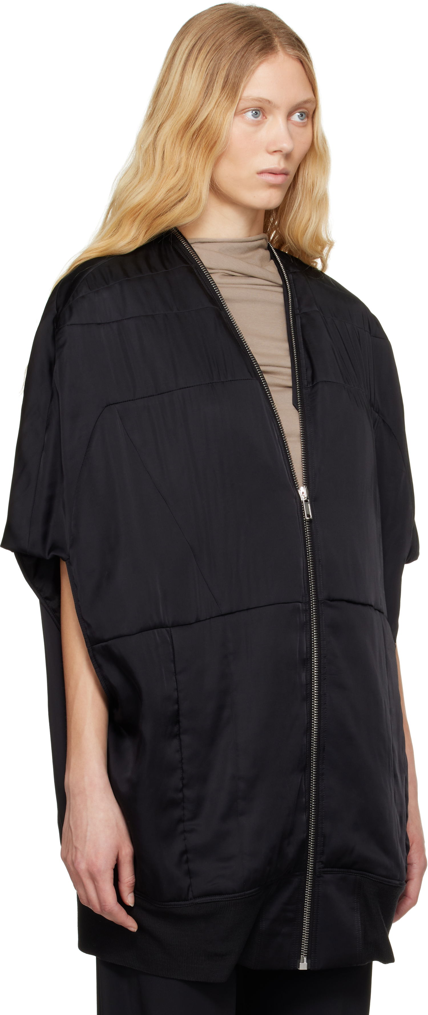 Telovnik Rick Owens Rick Owens Hollywood Girdered Bubble Bomber Jacket Črna | RP01E7739 SCH, 1