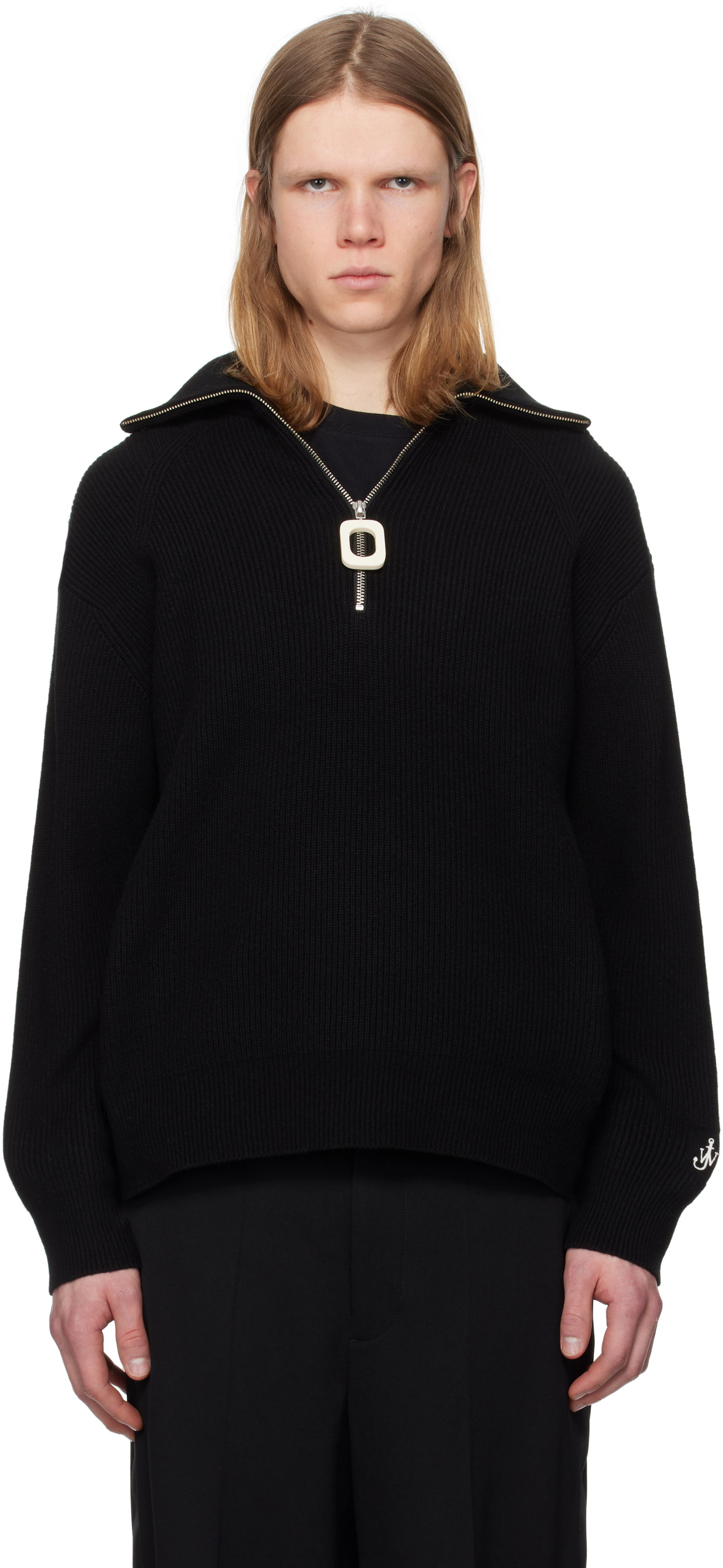 Pleteni pulover JW Anderson JW Anderson Half-Zip Knit Sweater Črna | KW1285-YN0372, 0