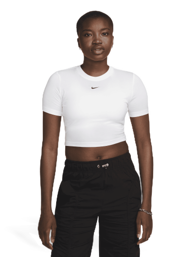 Krop-top Nike Essential Slim Crop Swoosh Tee Bela | FB2873-100
